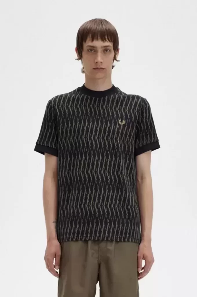 Argyle Jacquard herr-T-shirt Argyle Jacquard herr-T-shirt