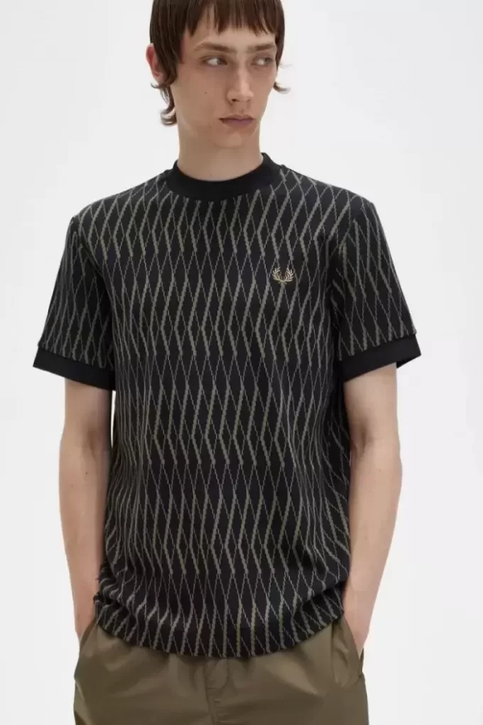 Argyle Jacquard herr-T-shirt Argyle Jacquard herr-T-shirt