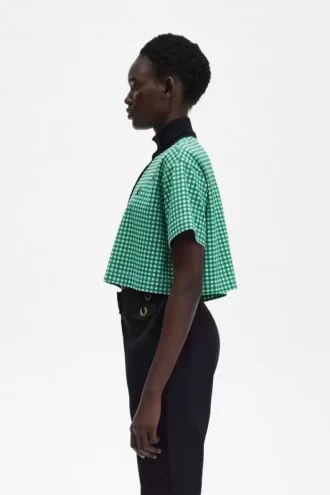 Beskuren Gingham-pikétröja för kvinnor