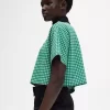 Beskuren Gingham-pikétröja för kvinnor Beskuren Gingham-pikétröja för kvinnor
