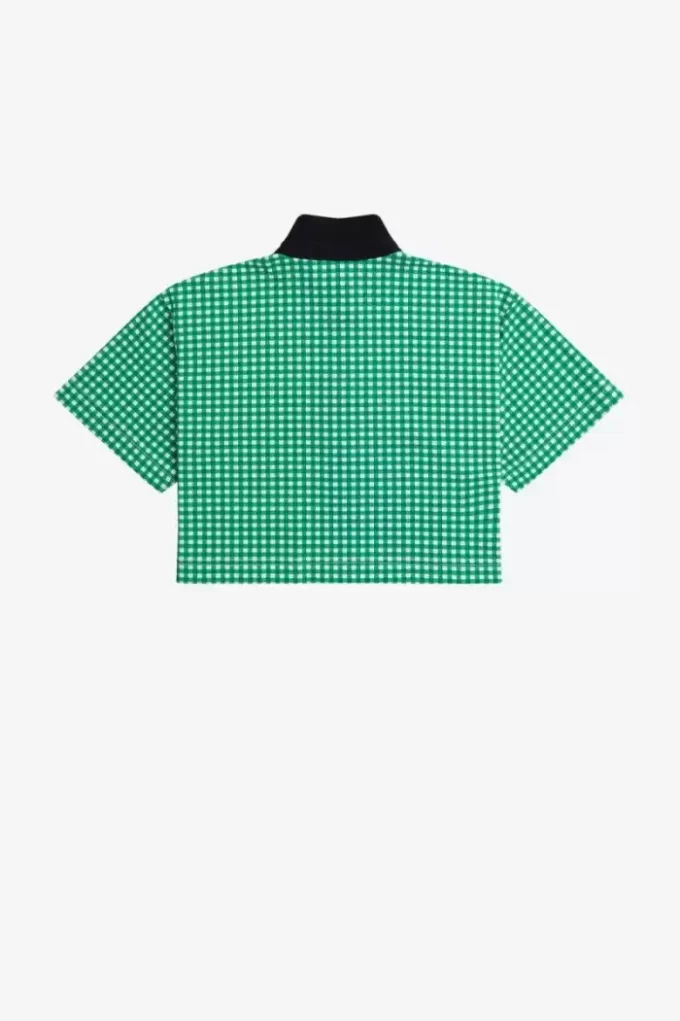 Beskuren Gingham-pikétröja för kvinnor Beskuren Gingham-pikétröja för kvinnor