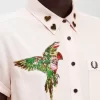 Broderad damskjorta med knytband