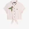 Broderad damskjorta med knytband