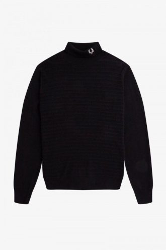 Chevron Texturerad Polokrage Stickad Tröja