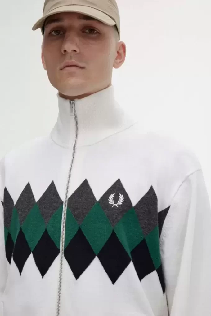 Diamond Intarsia Cardigan för män