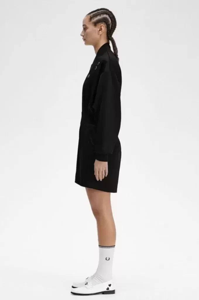 Dragkedja-genomgående playsuit damklänning