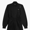 Dragkedja-genomgående playsuit damklänning