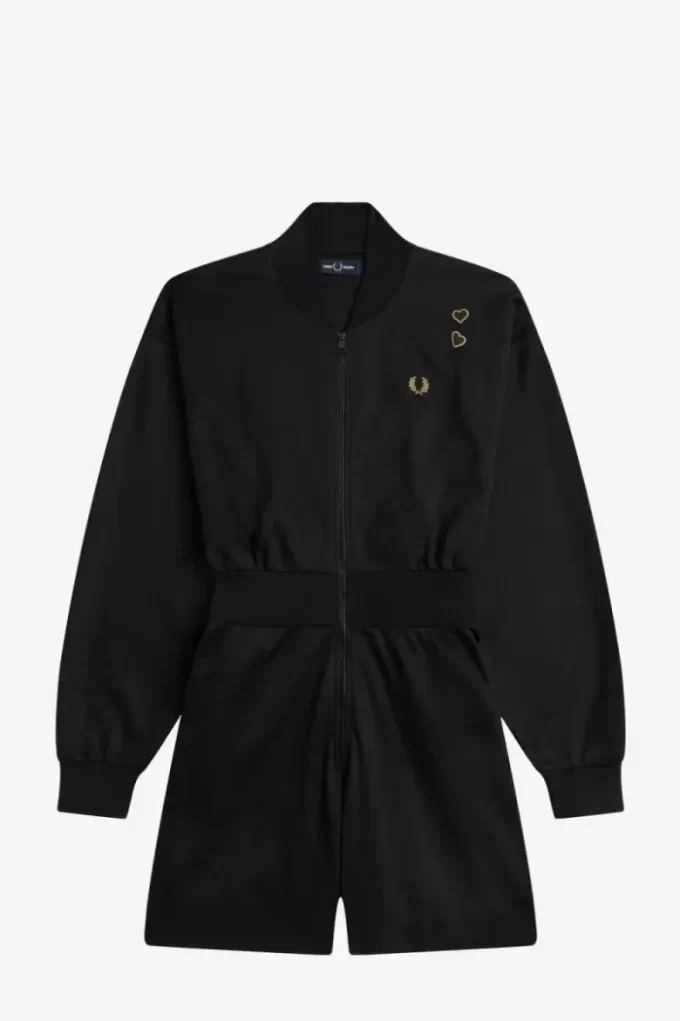 Dragkedja-genomgående playsuit damklänning