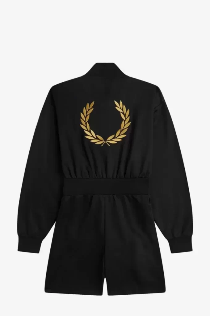 Dragkedja-genomgående playsuit damklänning