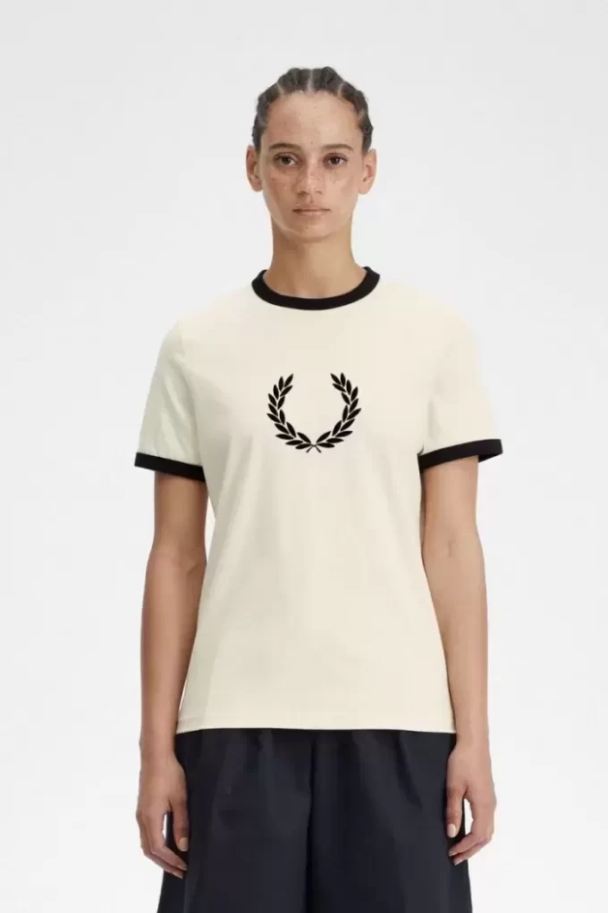 Flockad lagerkrans dam-t-shirt