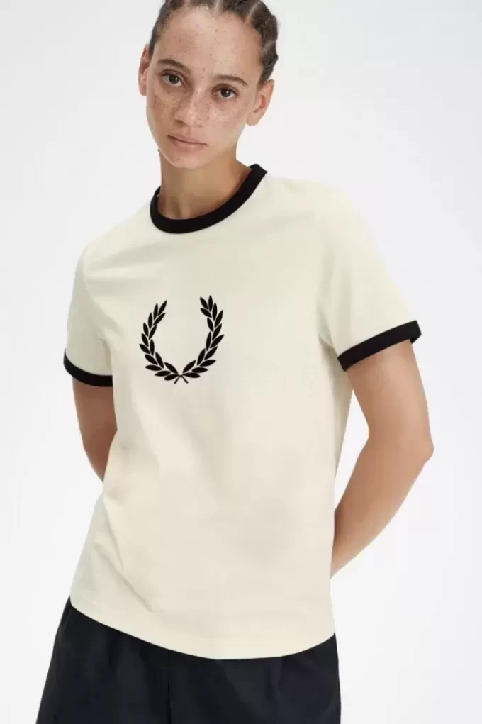 Flockad lagerkrans dam-t-shirt