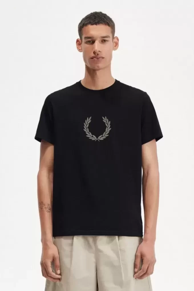 Flockad lagerkrans herr-T-shirt Flockad lagerkrans herr-T-shirt