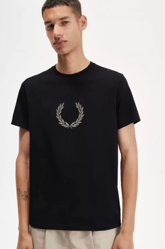 Flockad lagerkrans herr-T-shirt Flockad lagerkrans herr-T-shirt