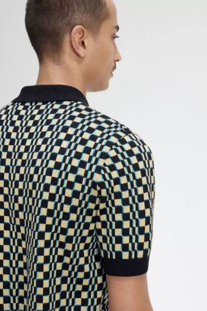 Glitch Checkerboard Stickad Herrskjorta Glitch Checkerboard Stickad Herrskjorta