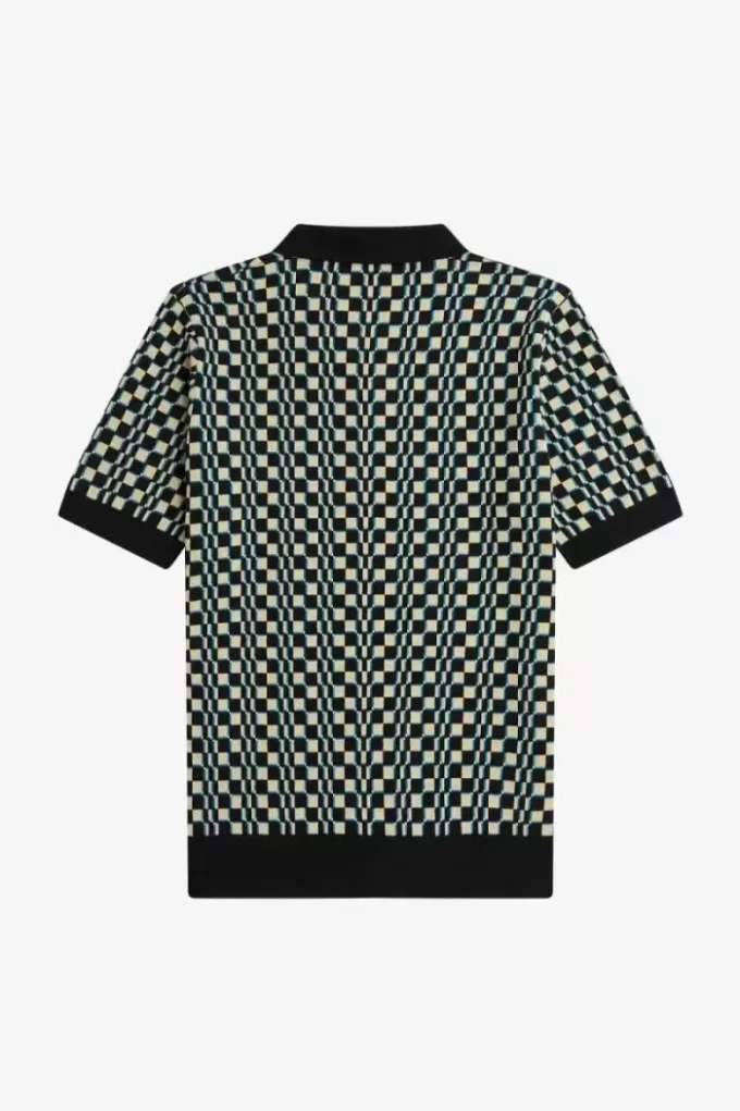 Glitch Checkerboard Stickad Herrskjorta Glitch Checkerboard Stickad Herrskjorta