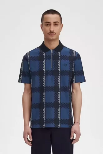 Glitch Tartan Dragkedja Herr Pikétröja
