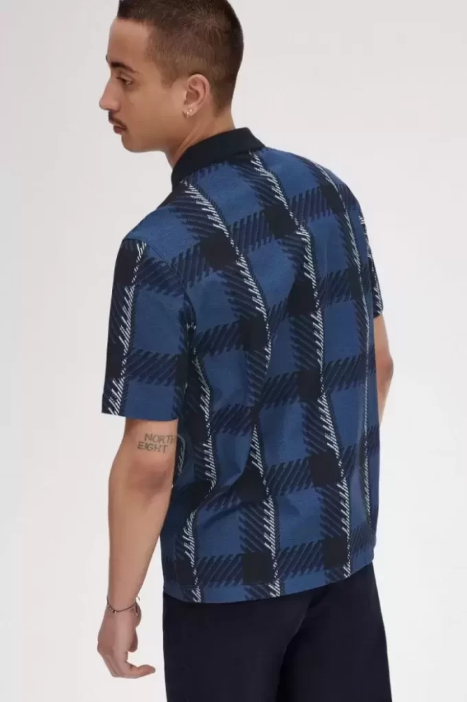 Glitch Tartan Dragkedja Herr Pikétröja