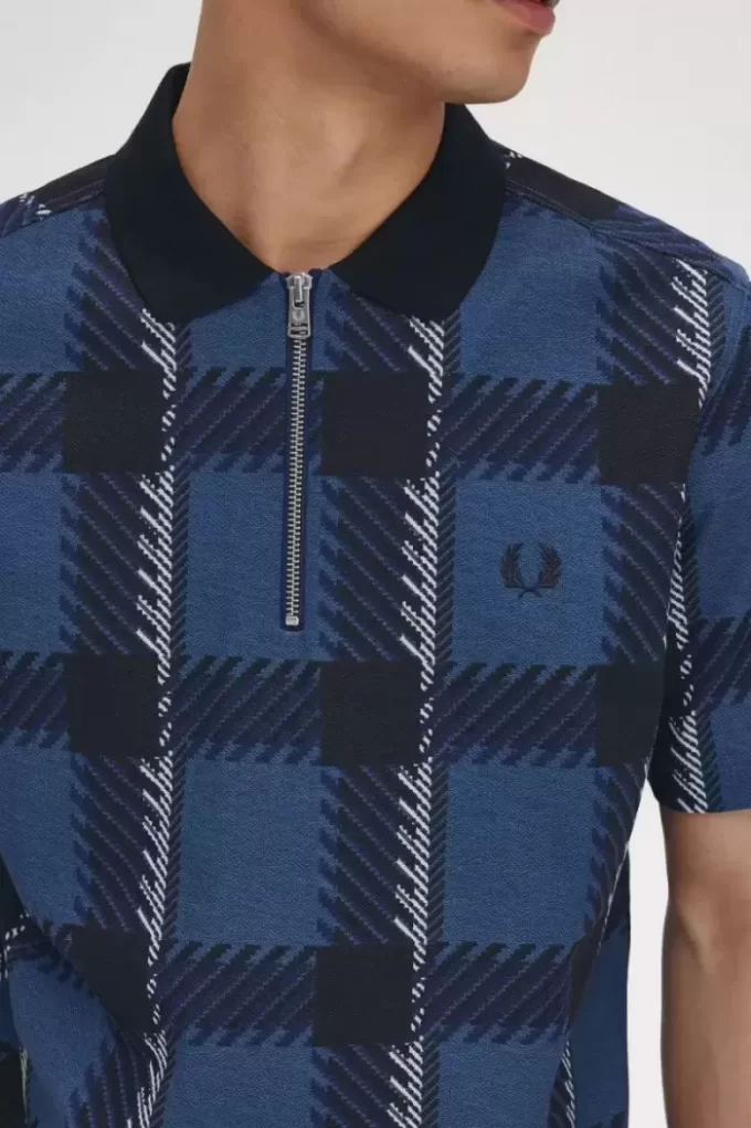 Glitch Tartan Dragkedja Herr Pikétröja