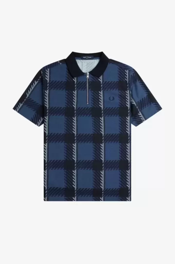 Glitch Tartan Dragkedja Herr Pikétröja