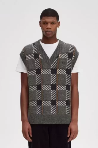 Glitch Tartan Stickade Herrlinnen