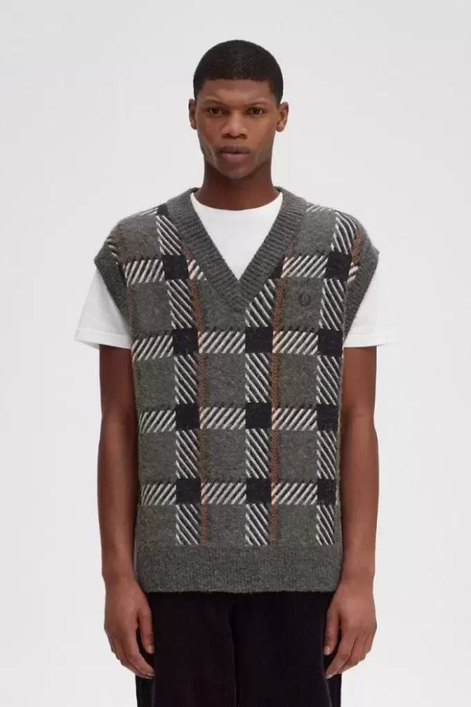 Glitch Tartan Stickade Herrlinnen