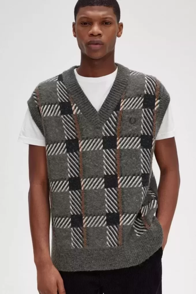 Glitch Tartan Stickade Herrlinnen