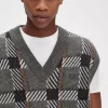 Glitch Tartan Stickade Herrlinnen