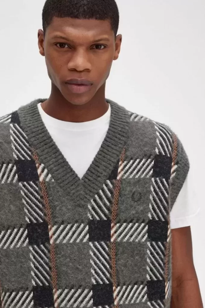 Glitch Tartan Stickade Herrlinnen
