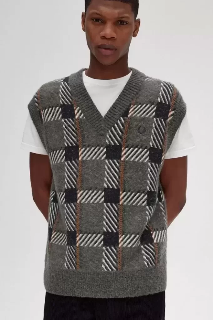 Glitch Tartan Stickade Herrlinnen