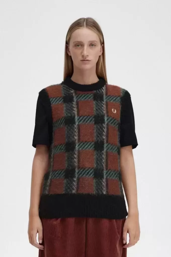 Glitch Tartan Stickade Linnen för Dam Glitch Tartan Stickade Linnen för Dam