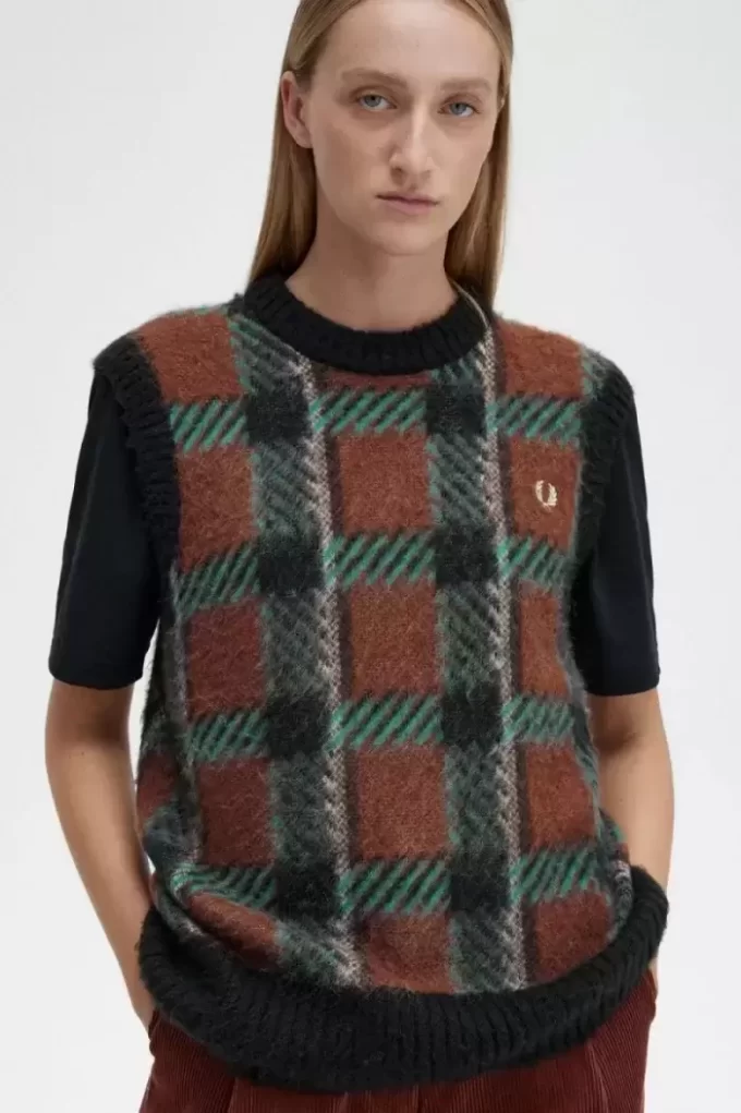 Glitch Tartan Stickade Linnen för Dam Glitch Tartan Stickade Linnen för Dam