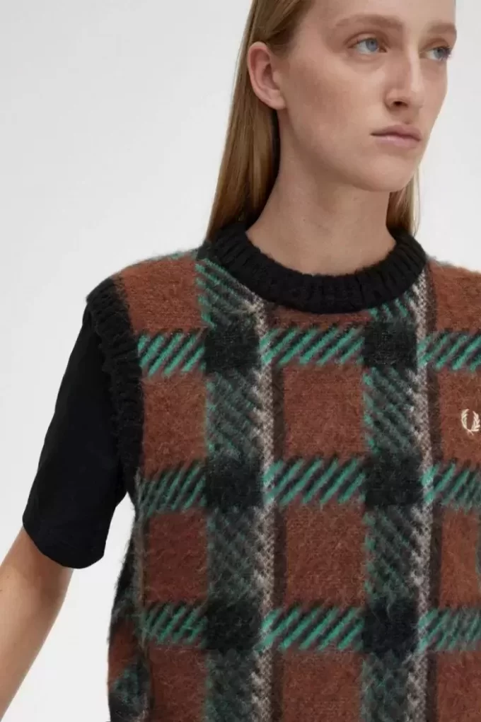 Glitch Tartan Stickade Linnen för Dam Glitch Tartan Stickade Linnen för Dam