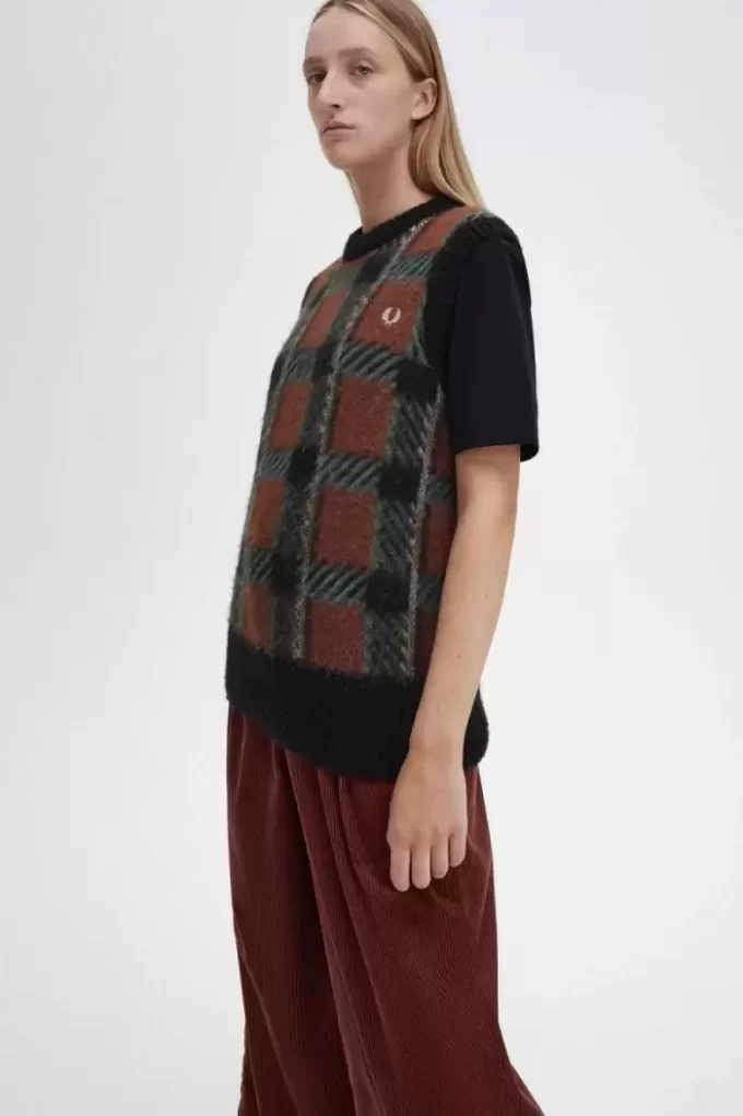 Glitch Tartan Stickade Linnen för Dam Glitch Tartan Stickade Linnen för Dam