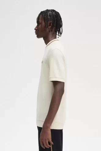 Herr-T-shirt med rund hals och pikémönster