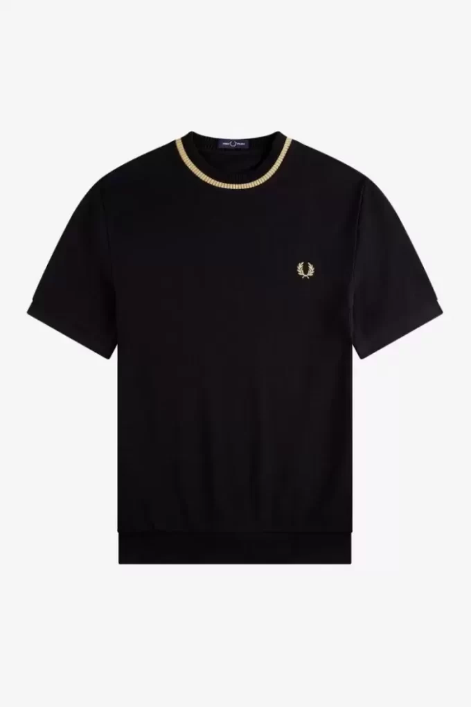 Herr-T-shirt med rund hals och pikémönster Herr-T-shirt med rund hals och pikémönster