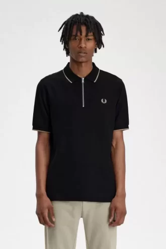 Herrpikétröja med dragkedja och piké
