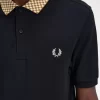 Herrpikétröja med schackrutig krage