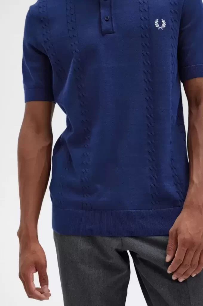 Kabelstickad Henley-skjorta för män Kabelstickad Henley-skjorta för män