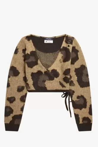 Leopardmönstrad omlottkofta för kvinnor