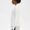 Långärmad ribbad pikétröja för kvinnor Långärmad ribbad pikétröja för kvinnor