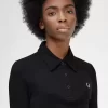 Långärmad ribbad pikétröja för kvinnor Långärmad ribbad pikétröja för kvinnor