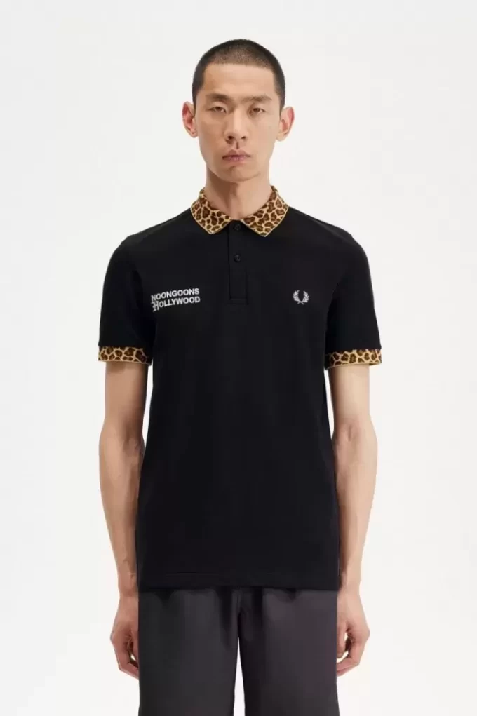 Noongoons leopardmönstrad pikétröja för män Noongoons leopardmönstrad pikétröja för män
