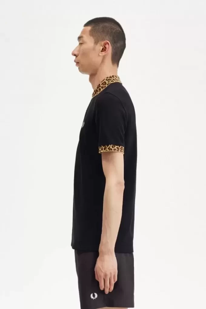 Noongoons leopardmönstrad pikétröja för män Noongoons leopardmönstrad pikétröja för män