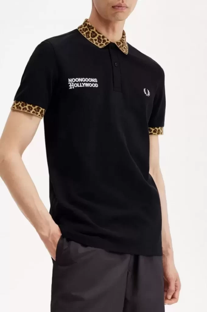 Noongoons leopardmönstrad pikétröja för män Noongoons leopardmönstrad pikétröja för män
