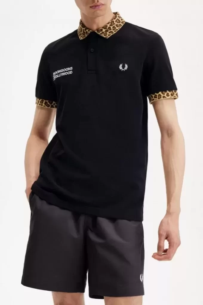 Noongoons leopardmönstrad pikétröja för män Noongoons leopardmönstrad pikétröja för män