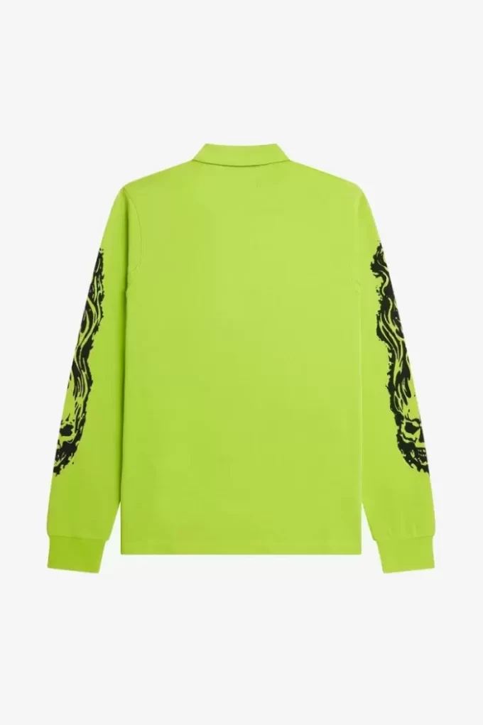 Noongoons långärmad pikétröja med grafisk design för män Noongoons långärmad pikétröja med grafisk design för män