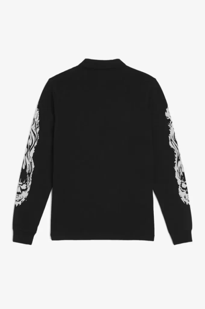 Noongoons långärmad pikétröja med grafisk design för män Noongoons långärmad pikétröja med grafisk design för män