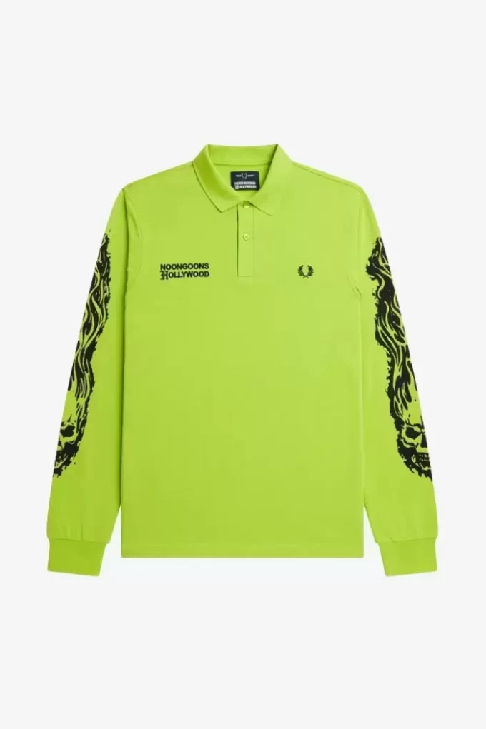 Noongoons långärmad pikétröja med grafisk design för män Noongoons långärmad pikétröja med grafisk design för män