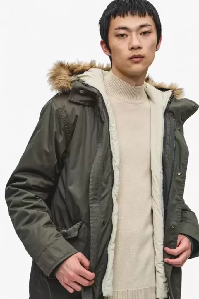 Parka med dragkedja och foder för män Parka med dragkedja och foder för män