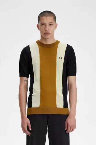 Randig finstickad herr-T-shirt